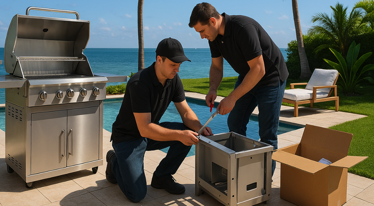 Grillyan technician assembling a new BBQ grill